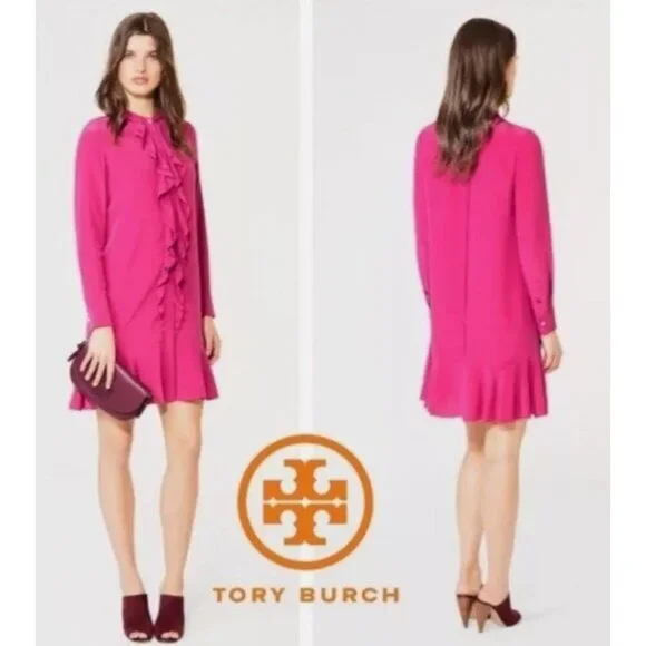 NWT Tory Burch Jane Fuschia Hibiscus Dress Size 2 XS Small - Picture 1 of 7